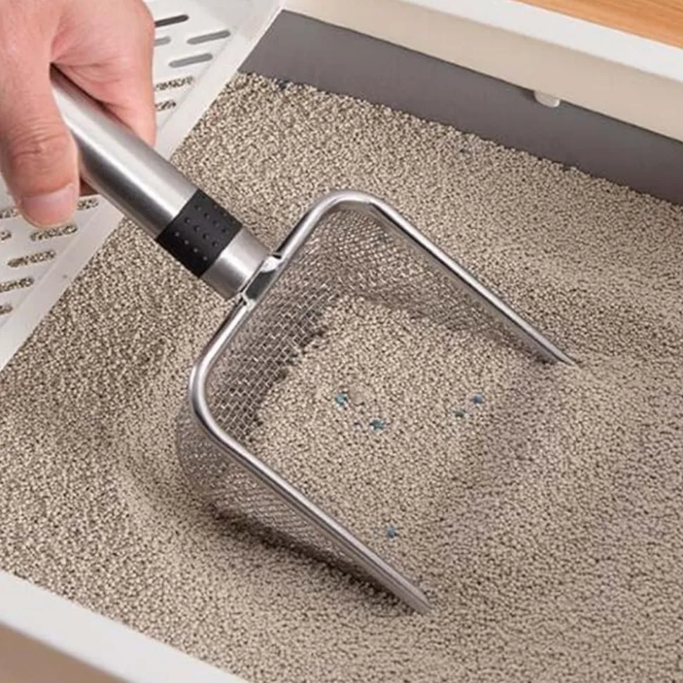 DTOPBUYAGE - Pelle à litière pour chat en acier inoxydable