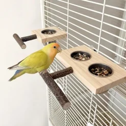 DTOPBUYAGE - Perchoir mangeoire bois pour oiseaux