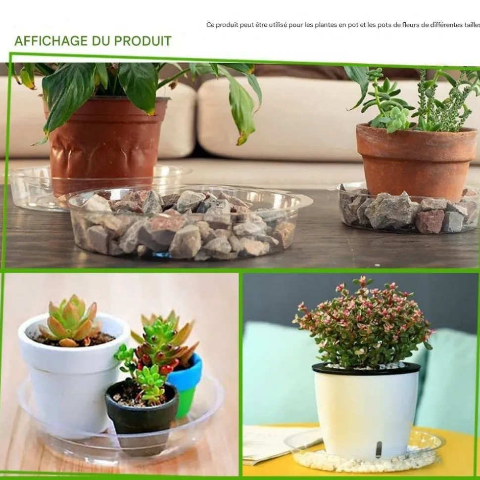 DTOPBUYAGE - Plateaux de soutènement pour pots de plantes transparents 30cm10pcs dtopbuyage