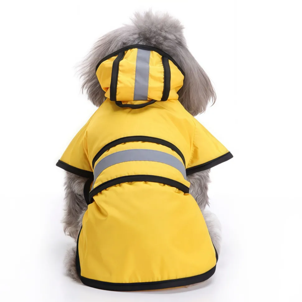 DTOPBUYAGE - Réfléchissante manteau chien pluie avec capuche manteau imperméable