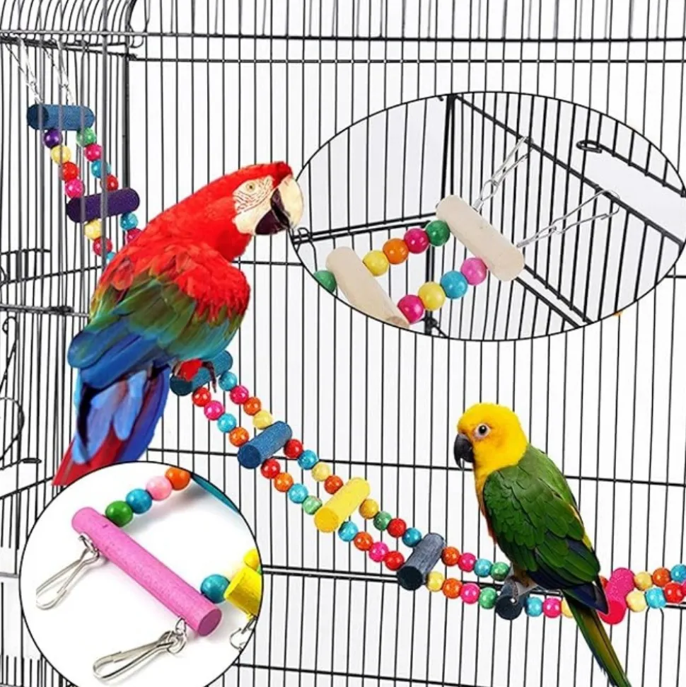 DTOPBUYAGE - Set de 15 jouets pour oiseaux avec cloches