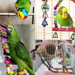 DTOPBUYAGE - Set de 15 jouets pour oiseaux avec cloches