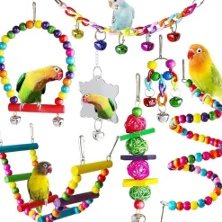 DTOPBUYAGE - Set de 7 jouets pour oiseaux avec cloches