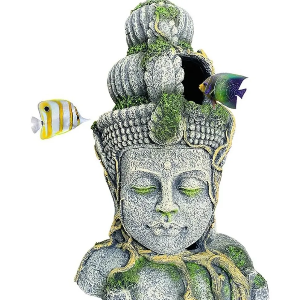 DTOPBUYAGE - Statue tête bouddha déco aquarium