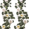 DTOPBUYAGE - Vigne de fleurs artificielles de pivoine et de feuilles d'eucalyptus pour mariage blanc 2 pièces dtopbuyage