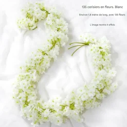 DTOPBUYAGE - Vigne de fleurs de cerisier artificielles pour décor intérieur et masquer les tuyaux blanc dtopbuyage