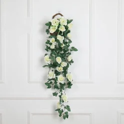 DTOPBUYAGE - Vinée de roses artificielles avec panier de bambou pour décoration blanc dtopbuyage