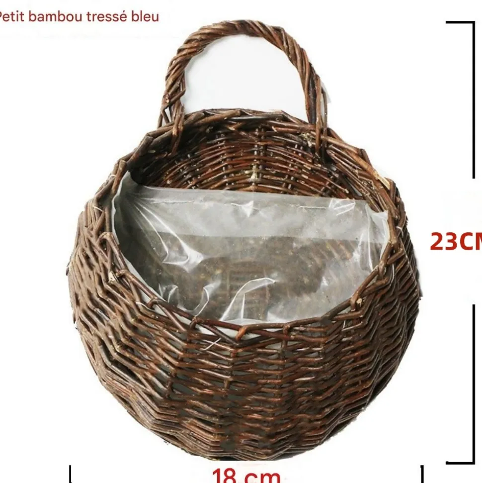 DTOPBUYAGE - Vinée de roses artificielles avec panier de bambou pour décoration rouge dtopbuyage