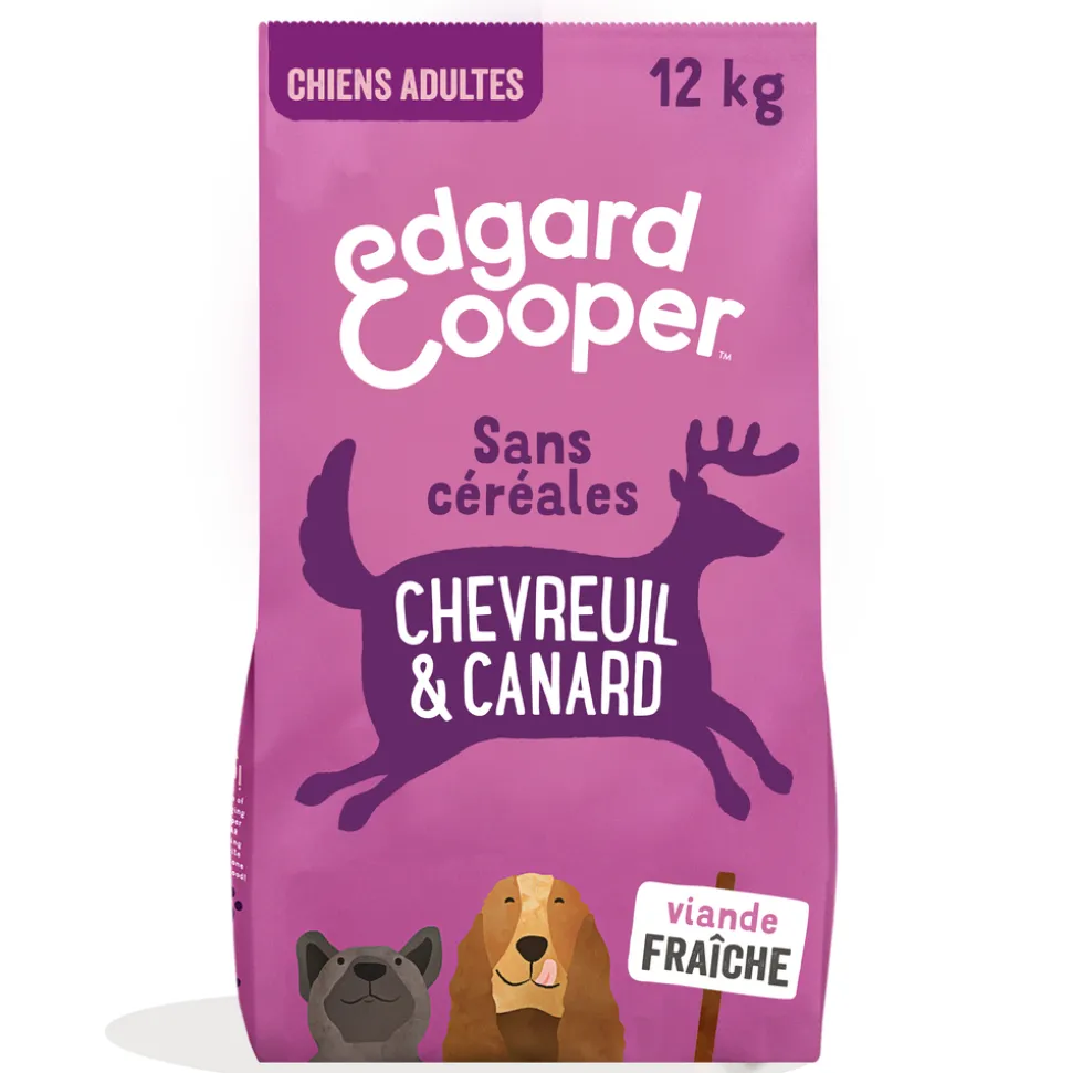 EDGARD&COOPER - Croquettes chien adulte sans céréales au chevreuil et canard - 12 kg