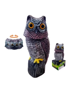 EDM - Chouette a tete rotative repulsifs oiseau ø19x40cm edm