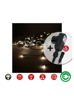 EDM - Rideau icicle avec programmeur easy-connect 2x0,5m 12 bandes 40leds blanc chaleureux edm
