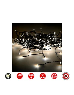 EDM - Rideau lumineux easy-connect 2x2m 10 bandes de 200 led blanc chaud 30v (usage int. Ext.) edm total 3,2w