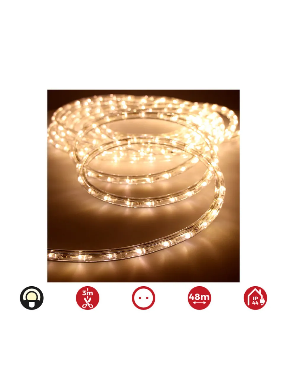 EDM - Tube flexiled led 2 voies multifonction 48m. 36 leds/m blanc chaud ip44 ( usage int. Ext.) edm