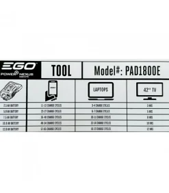 EGO POWER+ - Convertisseur de courant transportable à batterie avec prises usb-c - egopower pad1800e