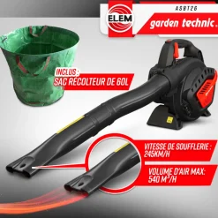 ELEM GARDEN TECHNIC - Aspirateur souffleur broyeur thermique 25.4cc - elem garden