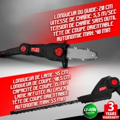 ELEM GARDEN TECHNIC - Outil de jardin multifonctions 4en1 sans fil 20v