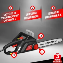 ELEM GARDEN TECHNIC - Tronçonneuse électrique 2000w guide 46cm oregon