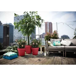 ELHO - Pot Loft rond à roulettes, coloris rouge théâtre - D.48,5xH.44,5cm