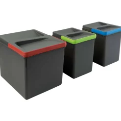 EMUCA - Bacs de tri pour tiroir de cuisine recycle 1 bac de 12 litres et 2 bacs de 6 lit