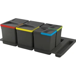 EMUCA - Kit de poubelles de cuisine avec base 2 bacs de 12 litres recycle