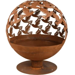 ESSCHERT DESIGN - Foyer découpé au laser oiseaux rouille