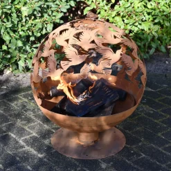 ESSCHERT DESIGN - Foyer découpé au laser oiseaux rouille