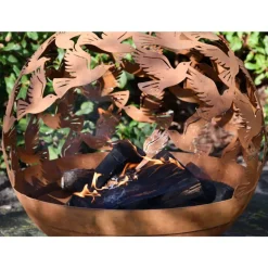 ESSCHERT DESIGN - Foyer découpé au laser oiseaux rouille