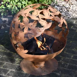 ESSCHERT DESIGN - Foyer découpé au laser oiseaux rouille