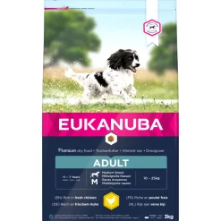 EUKANUBA - Croquettes au poulet, pour chien adulte de taille moyenne - 3kg