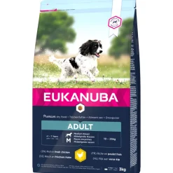 EUKANUBA - Croquettes au poulet, pour chien adulte de taille moyenne - 3kg