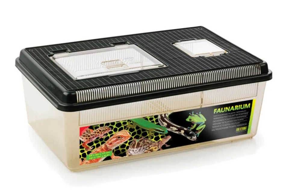EXO TERRA - Terrarium polyvalent en plastique - faunarium plat large pour reptiles (lézards, serpents), amphibiens et invertébrés