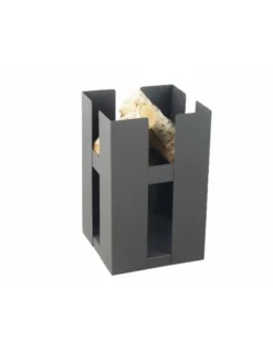 FARM COOK - Cheminée de jardin carré be 50x50 cm acier avec rangement bois-acier naturel---acier naturel