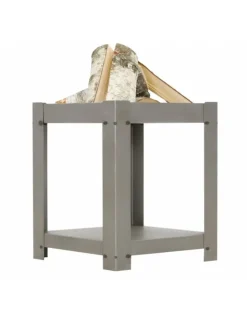 FARM COOK - Cheminée de jardin carré en acier balane 50x50 cm avec range bûches-acier naturel-50 ---acier naturel