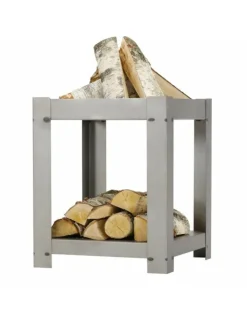 FARM COOK - Cheminée de jardin carré en acier balane 50x50 cm avec range bûches-acier noir sablé-50 ---acier noir sablé