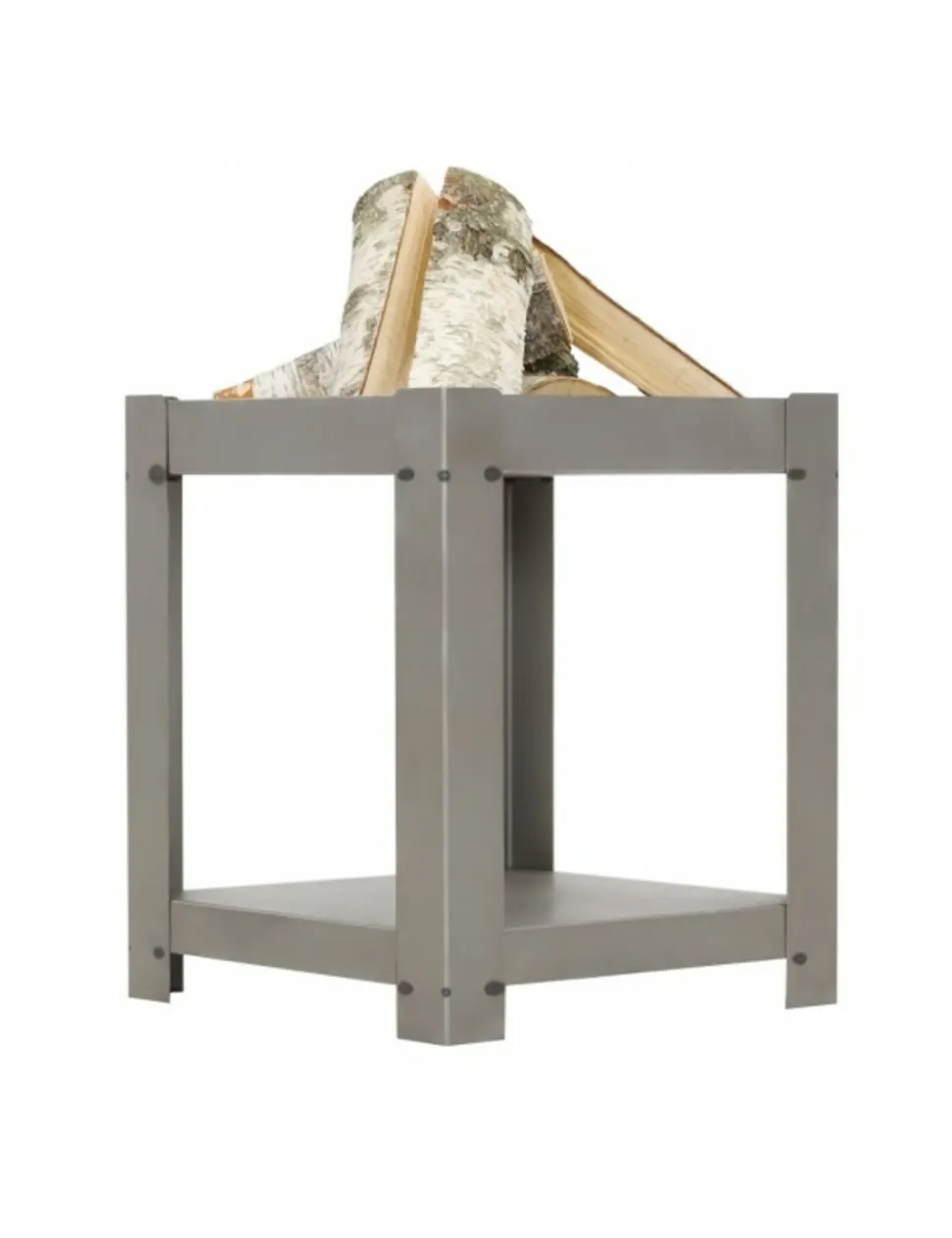 FARM COOK - Cheminée de jardin carré en acier balane 50x50 cm avec range bûches-acier noir sablé-50 ---acier noir sablé