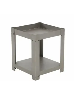 FARM COOK - Cheminée de jardin carré en acier balane 50x50 cm avec range bûches-acier noir sablé-50 ---acier noir sablé