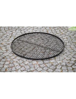 FARM COOK - Grille ronde à suspendre pour brasero en acier-ø 90cm-acier noir sablé---acier noir sablé