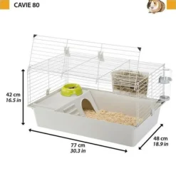 FERPLAST - Cage cochons d'inde 77*48*42 cm- maisonnette, gamelle, ratelier et abreuvoir -