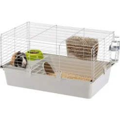 FERPLAST - Cage cochons d'inde 77*48*42 cm- maisonnette, gamelle, ratelier et abreuvoir -