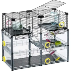 Ferplast - cage hamster - cage souris - cage hamster grande - grillage métallique - avec accessoires - modulaire - multipla