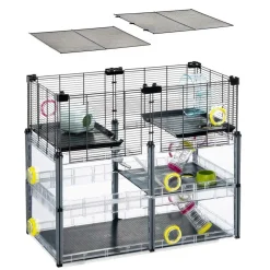 Ferplast - cage hamster - cage souris - cage hamster grande - grillage métallique - avec accessoires - modulaire - multipla