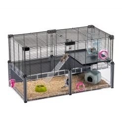 Ferplast - cage hamster - cage souris - cage hamster grande - grillage métallique - avec accessoires - modulaire - multipla