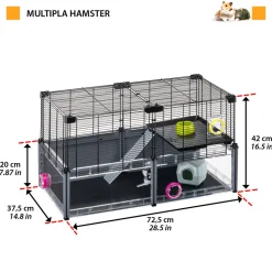 Ferplast - cage hamster - cage souris - cage hamster grande - grillage métallique - avec accessoires - modulaire - multipla