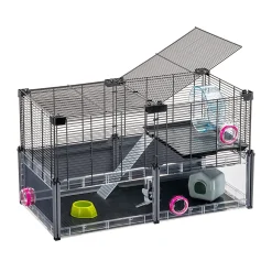Ferplast - cage hamster - cage souris - cage hamster grande - grillage métallique - avec accessoires - modulaire - multipla