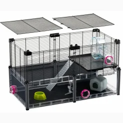 Ferplast - cage hamster - cage souris - cage hamster grande - grillage métallique - avec accessoires - modulaire - multipla