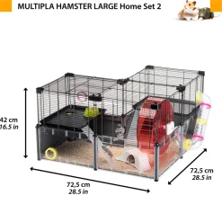 Ferplast - cage hamster - cage souris - cage hamster grande - grillage métallique - avec accessoires - modulaire - multipla