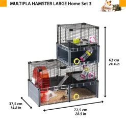 Ferplast - cage hamster - cage souris - cage hamster grande - grillage métallique - avec accessoires - modulaire - multipla