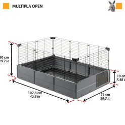 FERPLAST - Cage modulable ouverte pour cochons d'inde multipla open, en grillage métallique et plastique recyclé