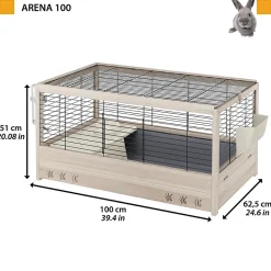 FERPLAST - Ferplast cage en bois fsc pour lapins arena 100, pour cochons d'inde, accessoires inclus