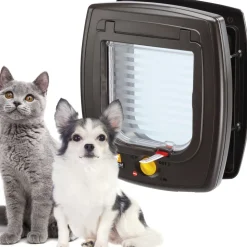 FERPLAST - Ferplast porte chats et petits chiens, chatiere, entrée et sortie contrôlables à 4 voies, proctection contre les courants d'air,